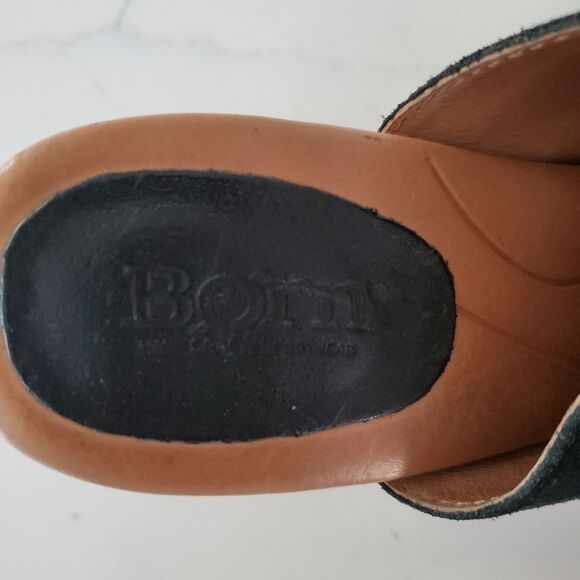 Born Women's Sandals Size 8M Black Suede Mules Block Heel Slip-On Boho Casual - Picture 6 of 9